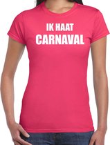 Ik haat carnaval verkleed t-shirt / outfit roze voor dames - carnaval / feest shirt kleding / kostuum L