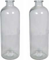 Set van 3x stuks glazen vaas/vazen 3,5 liter met smalle hals 11 x 33 cm - 3500 ml - Bloemenvazen van glas