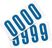 Set cijfer stickers 0-9 - zelfklevende folie - 20 kaarten - blauw wit teksthoogte 95 mm