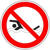Verboden te zwemmen sticker - ISO 7010 - P049 50 mm - 10 stuks per kaart
