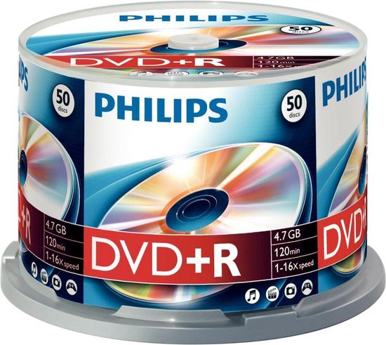 Philips DR4S6B50F - DVD+R - 4,7GB - Speed 16x - Spindle - 50 stuks | bol.com