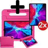 Hoes Geschikt voor iPad Pro 2020 (11 inch) Hoes Kinder Hoesje Kids Case Cover Kidsproof Met 2x Screenprotector - Hoesje Geschikt voor iPad Pro 11 inch (2020) Hoesje Kinder Hoesje - Roze