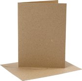 Kaarten en enveloppen, afmeting kaart 12,7x17,8 cm, afmeting envelop 13,3x18,5 cm, 230 gr, naturel, 4 set/ 1 doos