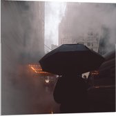 Acrylglas - Zwarte Paraplu door Mist - 80x80cm Foto op Acrylglas (Met Ophangsysteem)
