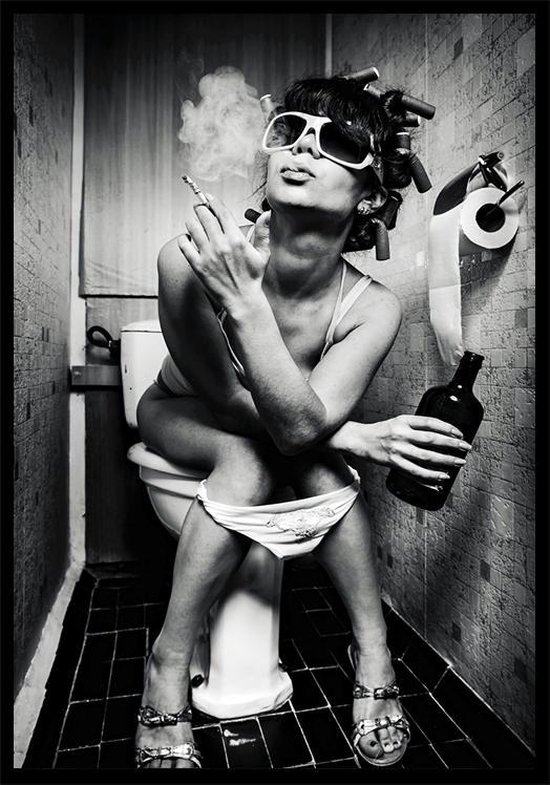 Punt. Poster - Toilet Smoking - 59.4 X 42 Cm - Zwart En Wit