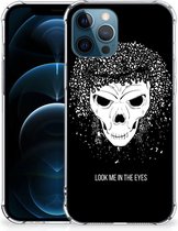Stevige Bumper Hoesje iPhone 12 | 12 Pro Smartphone hoesje met doorzichtige rand Skull Hair