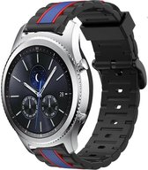 Siliconen Smartwatch bandje - Geschikt voor  Samsung Gear S3 Special Edition band - zwart/blauw - Horlogeband / Polsband / Armband