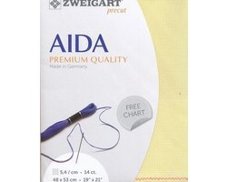Borduurstof aida 14ct/5.4 kruisje van Zweigart kl. geel 2030 afm. 48x53cm