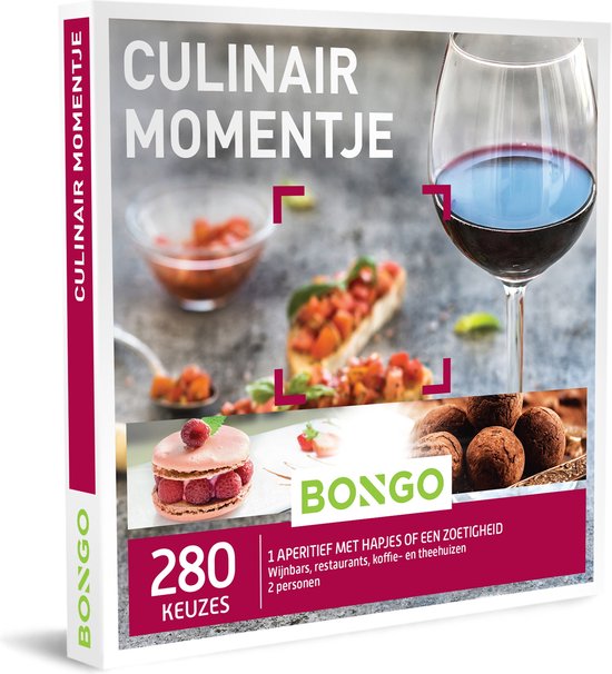 Bongo Bon - Culinair Momentje Cadeaubon - Cadeaukaart cadeau voor man of vrouw | 280 culinaire momentjes in wijnbars, restaurants of koffie- en theehuizen