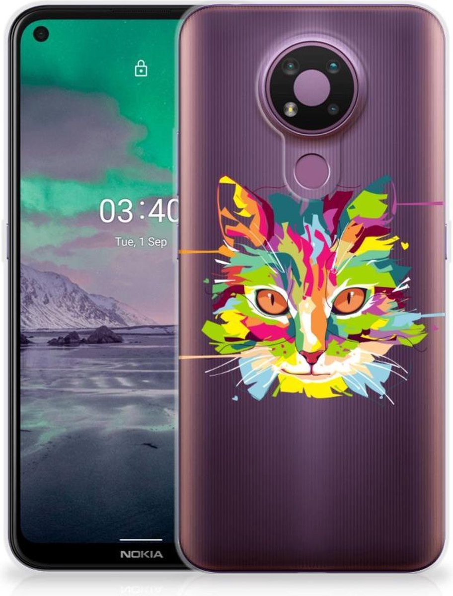 Nokia 3.4 Telefoonhoesje met Naam Cat Color