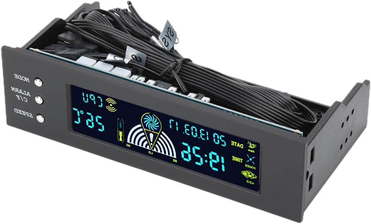 Computer Ventilator Snelheidsregelaar Regelt Tot 3 Sets Pc-Ventilatoren - Cpu Temperatuurregeling - Lcd Voorpaneel - Geschikt Voor 525-Inch Drive-Bay .