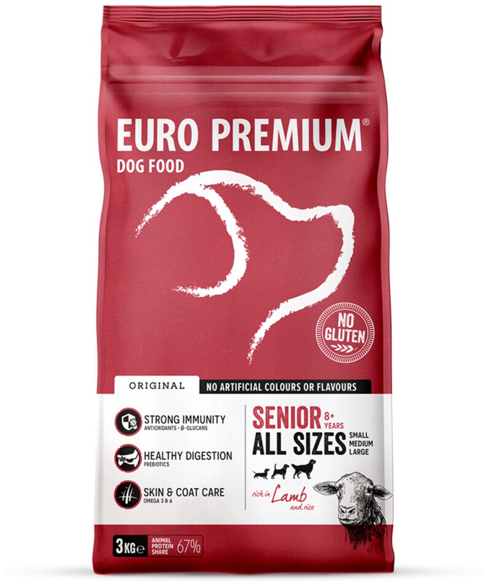 Euro Premium Senior 8+ Lamb & Rice hondenvoer 3 kg