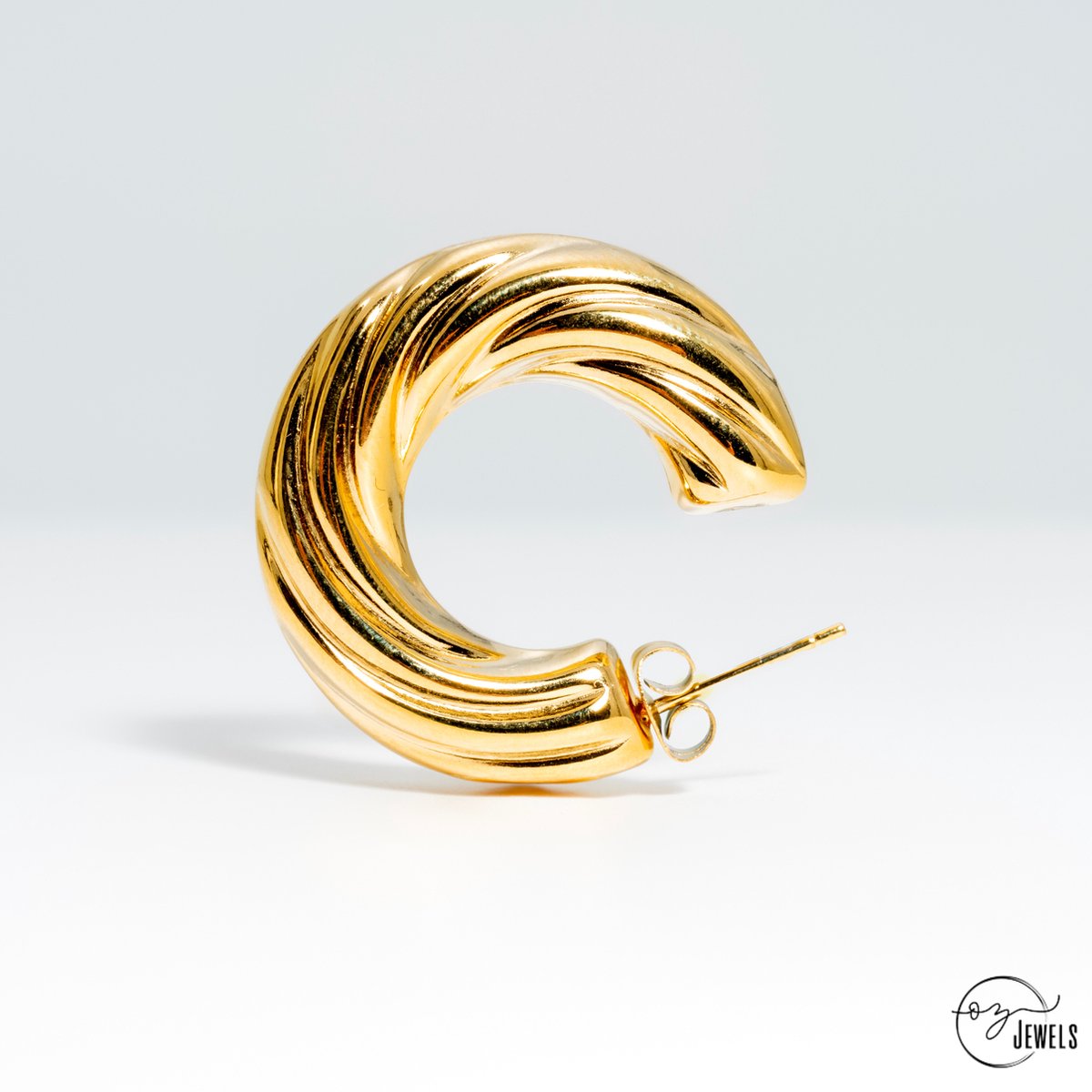 OZ Jewels – Gedraaide Hoepel Oorbellen – 18K Verguld – Vrouwen – 30 mm