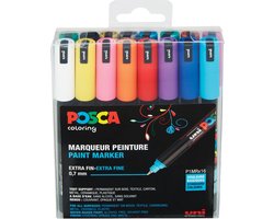 Uni-ball Paint Marker extra fine op waterbasis Posca PC-1MR doos van 16 stuks in geassorteerde kleuren