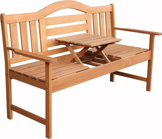 Banc de jardin SenS-Line Nevada avec table pliante - 150 cm - Bois dur Meranti