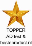 Gouden ster met 'TOPPER AD test & besteproduct.nl' eronder.