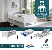 Compleet elektrische set ledikant seniorenbed 90x200cm Wit + 42 lats elektrisch Verstelbaar + Diva De Luxe 7 zone pocketveermatras