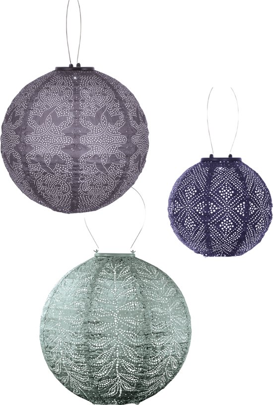 Lumiz Tuinverlichting op zonne energie - Solar tuinverlichting - Tuinverlichting - Lumiz solar lampion - Rond Set - Paars - Future Dusk - Sage Green