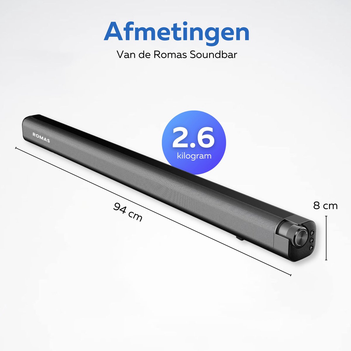 Afbeelding 2 van Romas® - S9N Soundbar - 4K Ultra HD Soundbar met ingebouwde Subwoofer - Compatibel met alle Tv's - Zwart