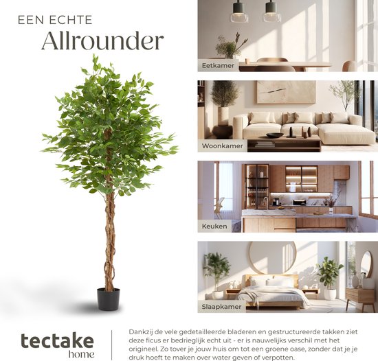 VeriNatural Kunstmatige Dracaena boom 180 cm hoog, UV-bestendige nepboom met bruine plantenbak, faux yucca hoge nepzijden planten in pot, kunstbomen voor buiten binnen thuiskantoor decoratie, 1 pak