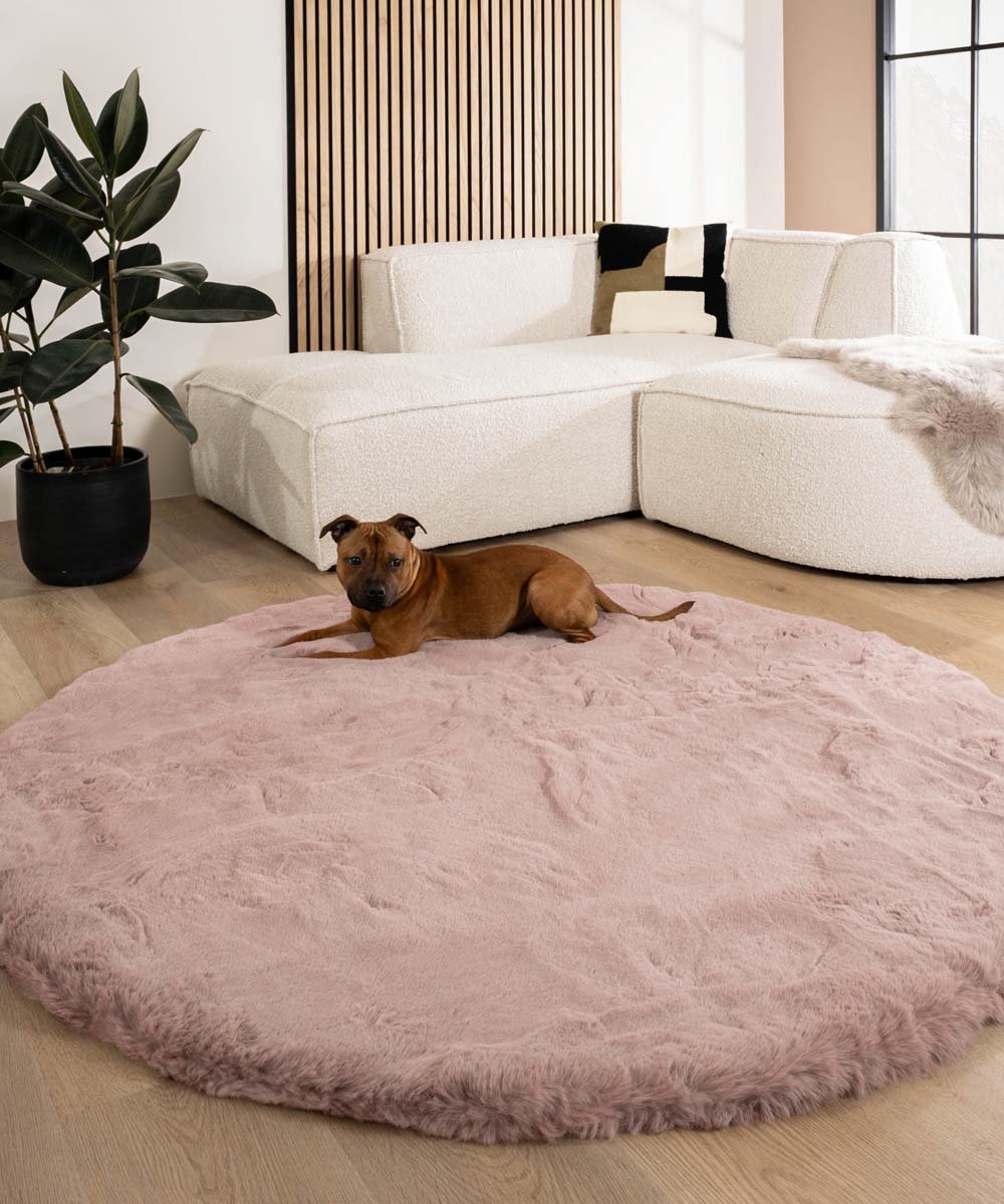 Fluffy vloerkleed rond - Comfy Deluxe roze 200 cm