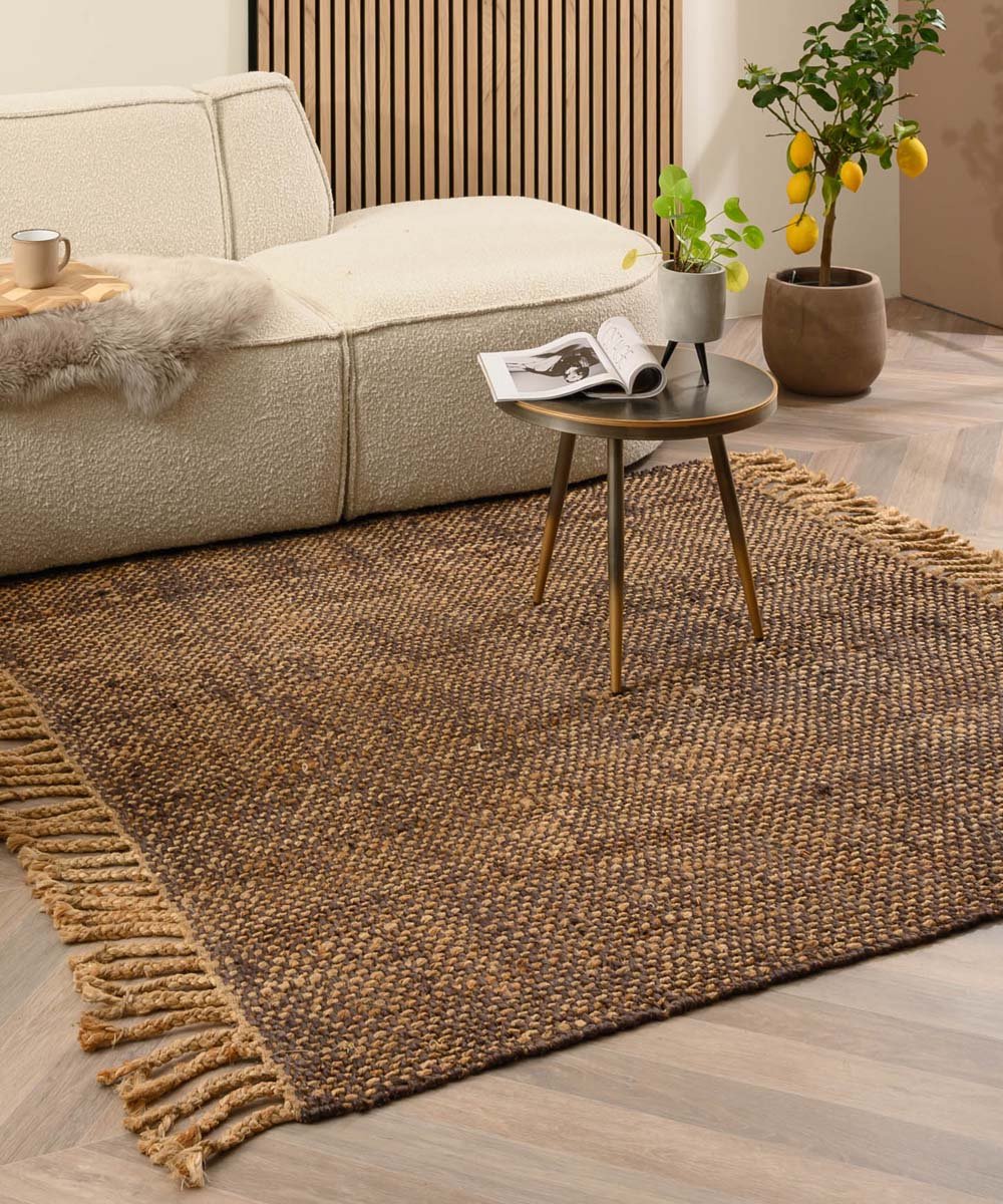 Jute vloerkleed vierkant - Chunky bruin/naturel 300x300