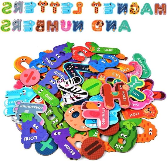 Magnetische letters en cijfers in pot 78 elementen