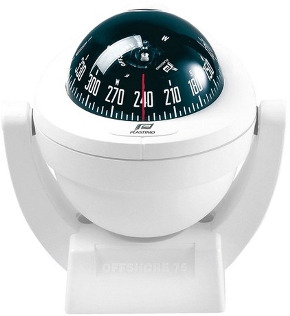 Plastimo kompas Offshore 75 mini-binnacle wit met zwarte roos horizontaal