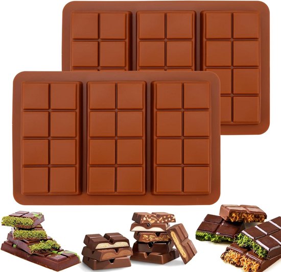 Lot de 2 moules à chocolat profonds avec revêtement antiadhésif et silicone sans BPA pour Candy et gelées