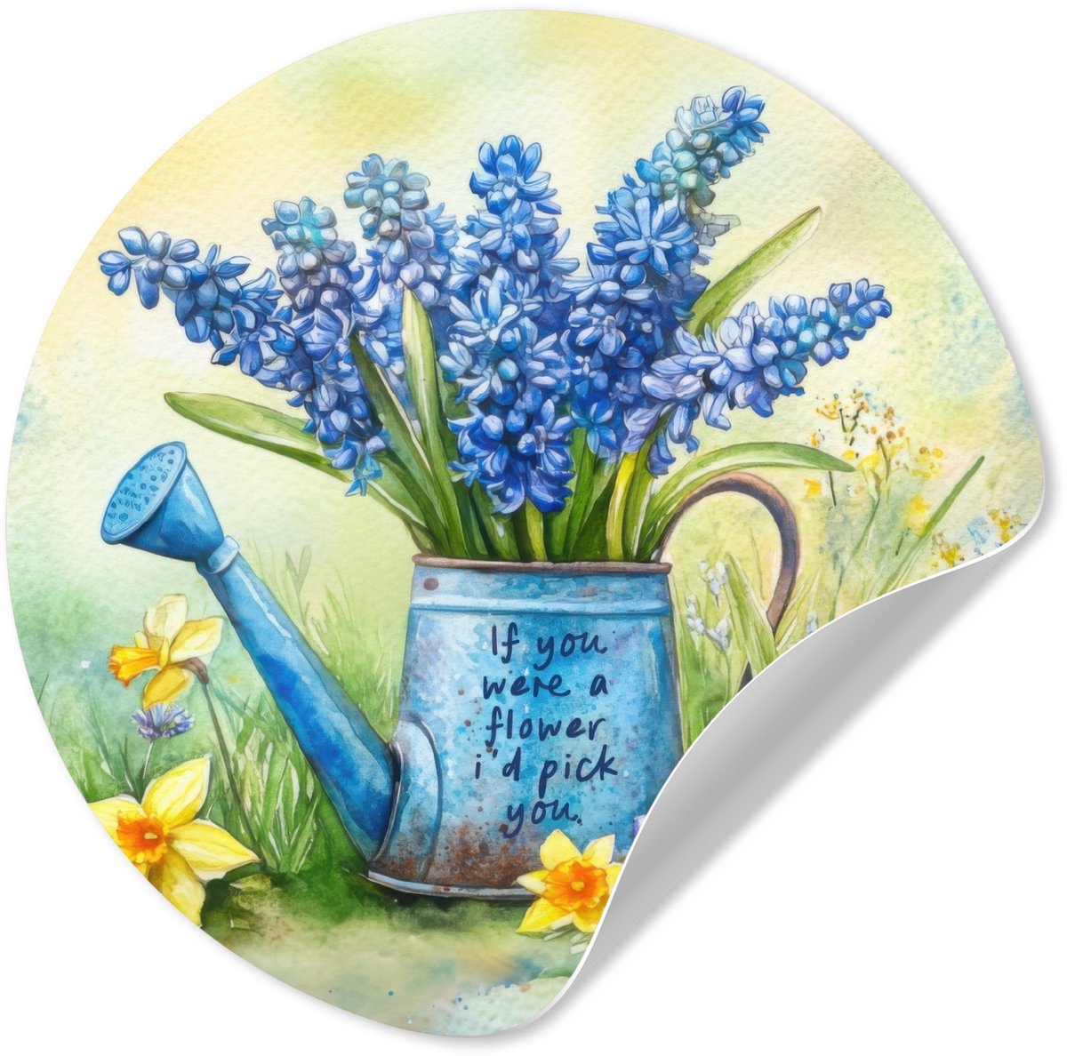 WallCircle® - Behangcirkel 80x80 cm - Muurstickers Lavendelbloemen - Quote - Gieter - Muur