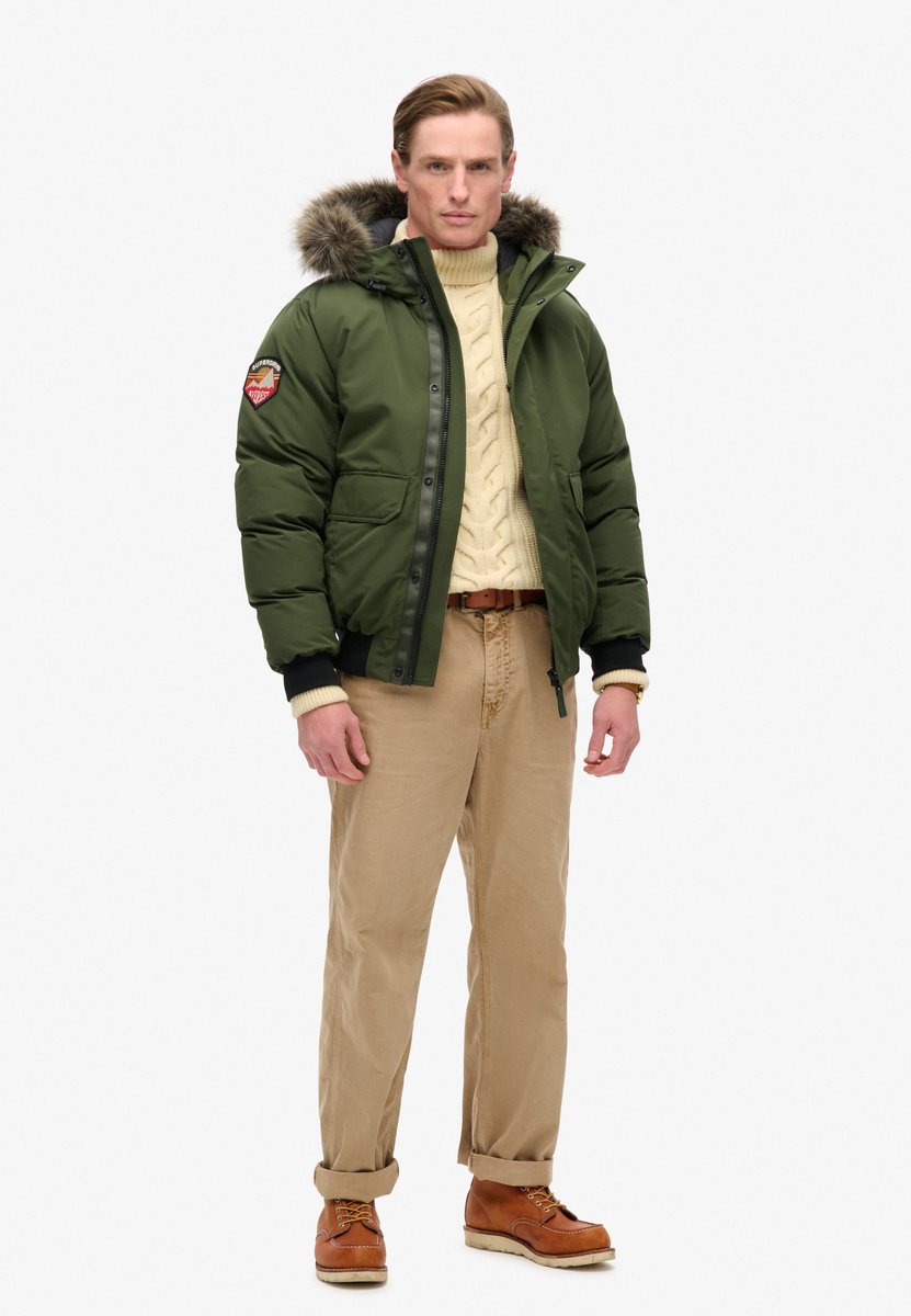 Superdry Everest bomberjack met imitatiebont Heren Gewatteerde jassen Groen