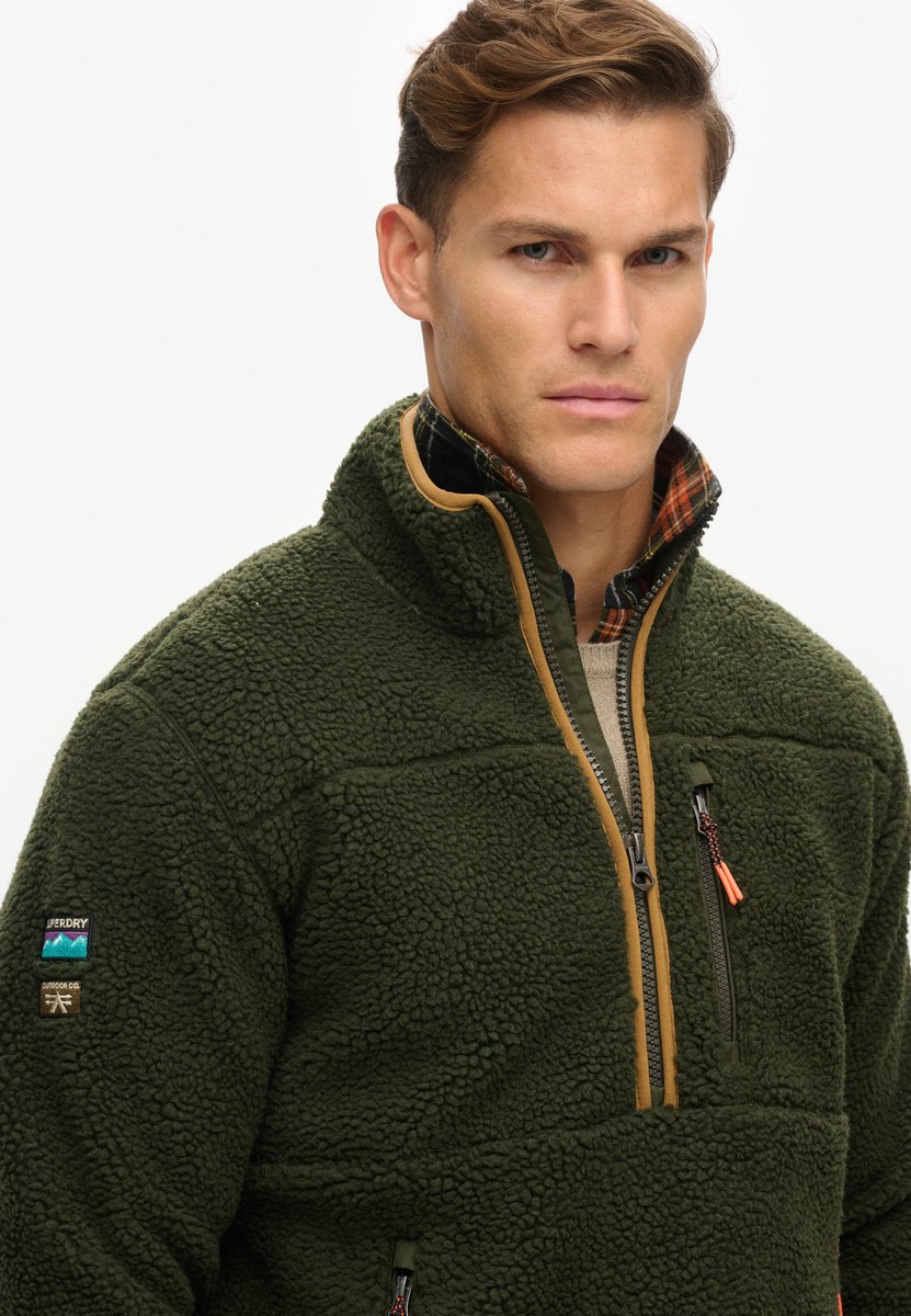 Superdry Outdoor fleecetrui met halve rits Heren Truien Groen