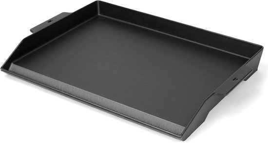 Denmay 48 x 36 cm universele plancha, gietijzeren grillplaat voor gasgrill, oven en fornuis, grillpan voor Rösle Videro, Weber, CharBroil, Enders, Campingaz, Tepro en meer, met geïntegreerde vetbak