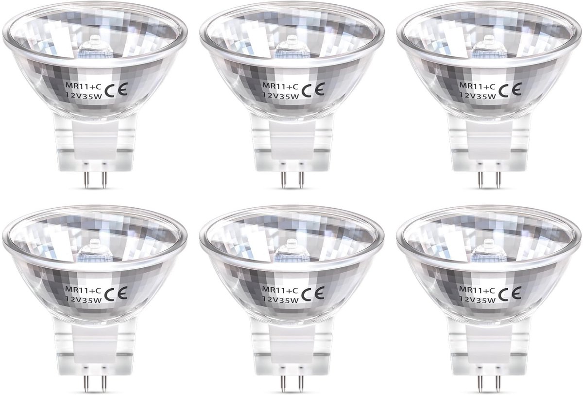 GU4 Spotjes halogeen 35W - 12V - MR11 - Dimbaar warm wit licht - 6 spots