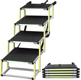 Hondentrap Auto voor grote en kleine honden PRIORPET - Reflecterend - 77KG Capaciteit - Opvouwbare Loopplank Hond bij stijve gewrichten - Hondenloopplank geschikt voor alle auto's, Antislip - 4 Treden