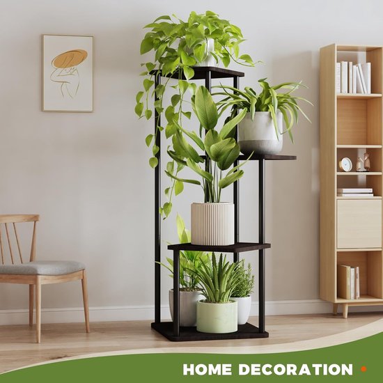 Plantenstandaard met groeilicht, 8 niveaus, bloemenstandaard, 158 cm, metalen houten plantenrek