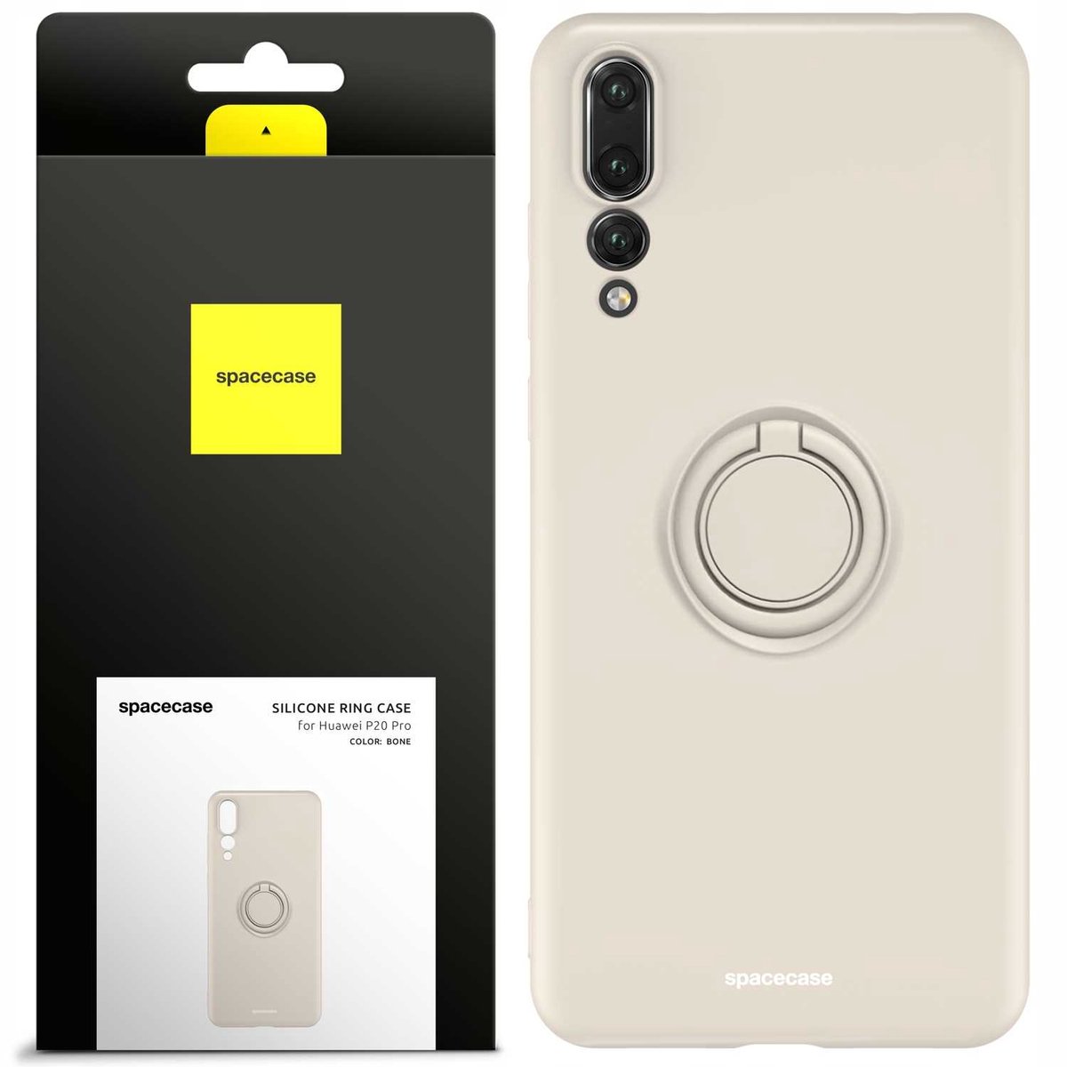 Spacecase Siliconen Case Ring Voor Huawei P20 Pro Bone Cover