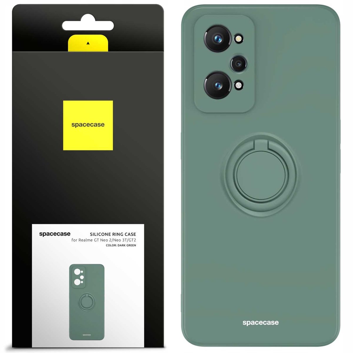 Spacecase Siliconen Case Ring Voor Realme Gt Neo 2 3T Gt2 Telefoon Groen