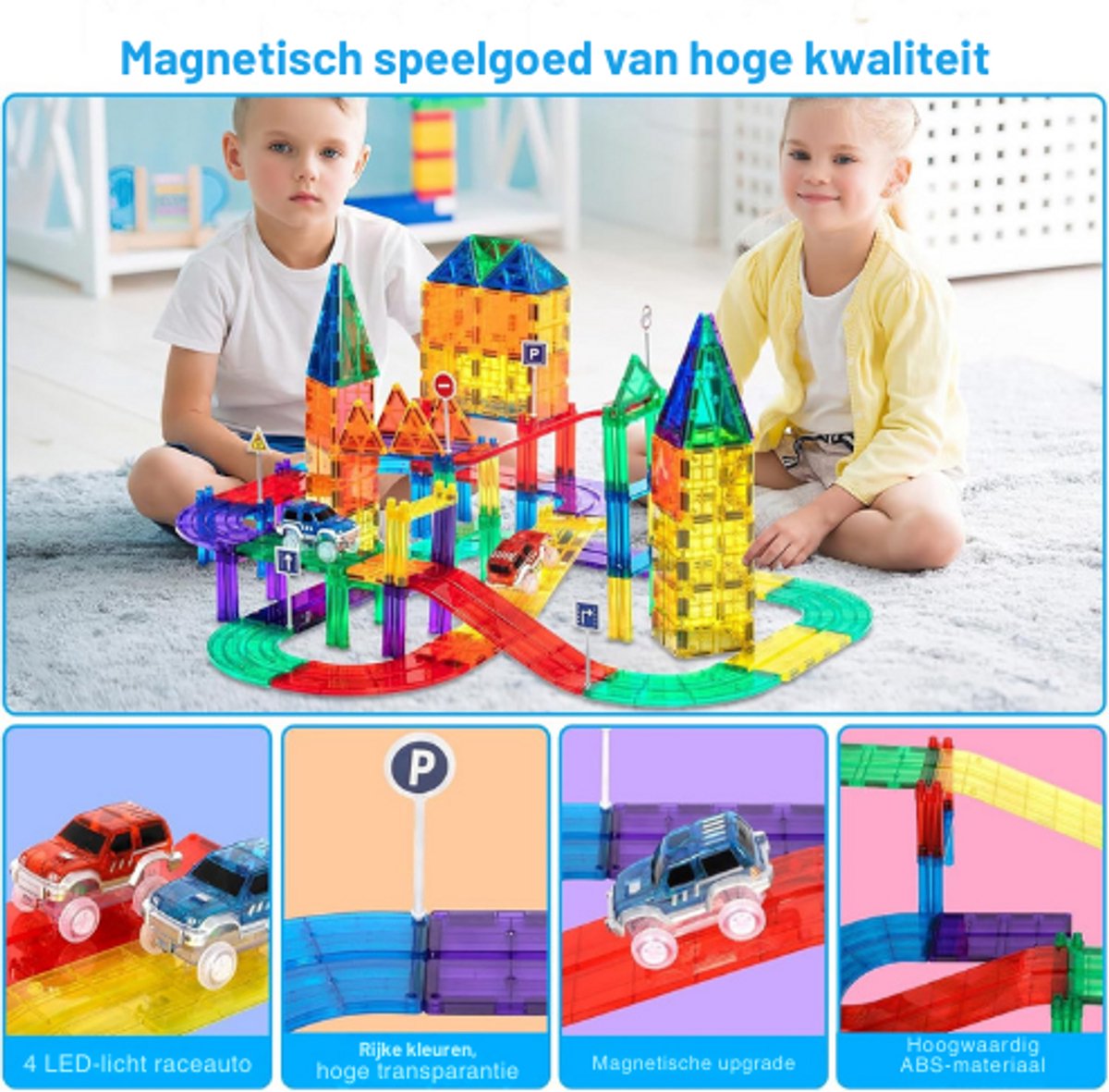 Beicarin Magnetische bouwstenen, 204 stuks, magnetisch educatief speelgoed, magneetblokken