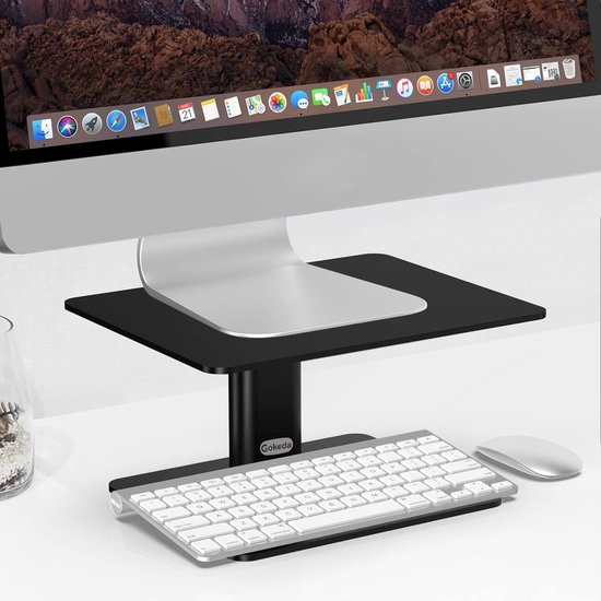 BoYata Monitorstandaard, in hoogte verstelbaar, metalen bureaustandaard, pc- beeldschermstandaard, compatibel met iMac, TV, pc, laptop, computer en alle beeldschermen, grijs