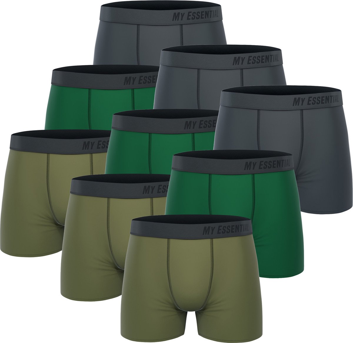 BOXERS 9 PACK My Essential Clothing Basic Boxershorts Katoen Biologische herenshorts Ondergoed MYE1BCX3