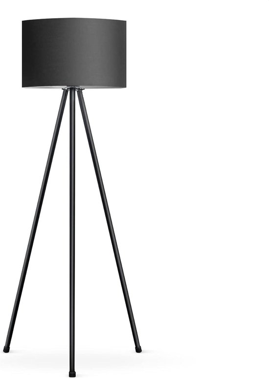 tomons Staande lamp, led, dimbaar, staande lamp, modern, met driepootstatief van metaal, staande lamp voor woonkamer en slaapkamer, leeslamp, vloerlamp - zwart
