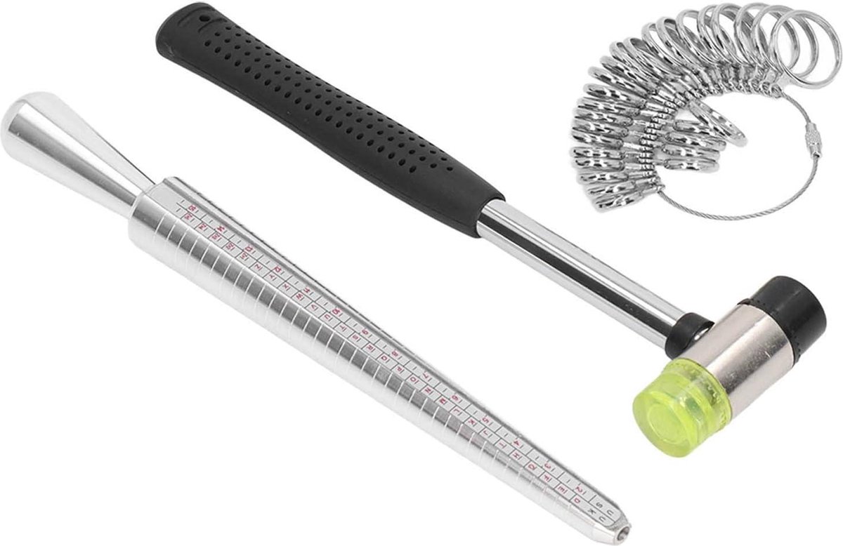 Ringmaat Meetinstrument Doorn Maat Maat Meetstaaf Sieraden Hamer Meetgereedschap Kit Aluminium Staaf En Metrische Ring En Rubberen Hamer Voor Het Maken Van Sieraden Voor Heren En Dames