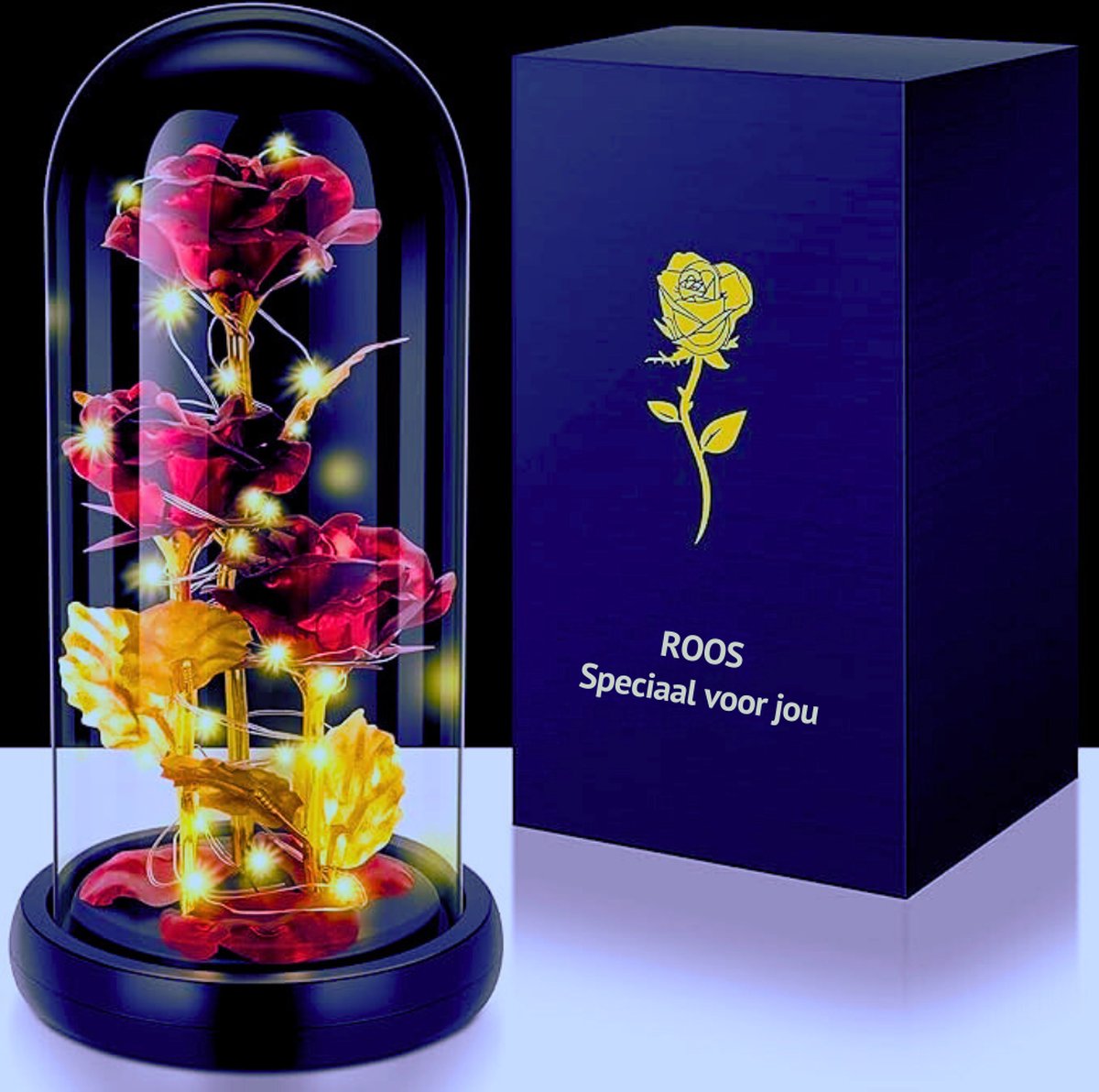 Eeuwige Roos In Glas Met LED Licht – Perfect Moederdagcadeau Voor Moeder - Grootmoeder - Tante - Vrouw - Of Vriendin