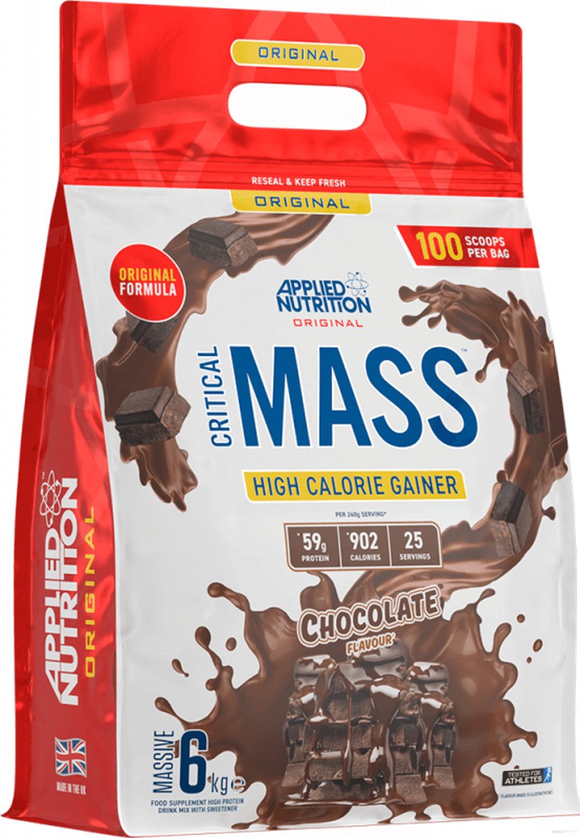 Goedkoopste Mass Gainer - Original Critical Mass - Applied Nutrition - 6000 g Chocolade
