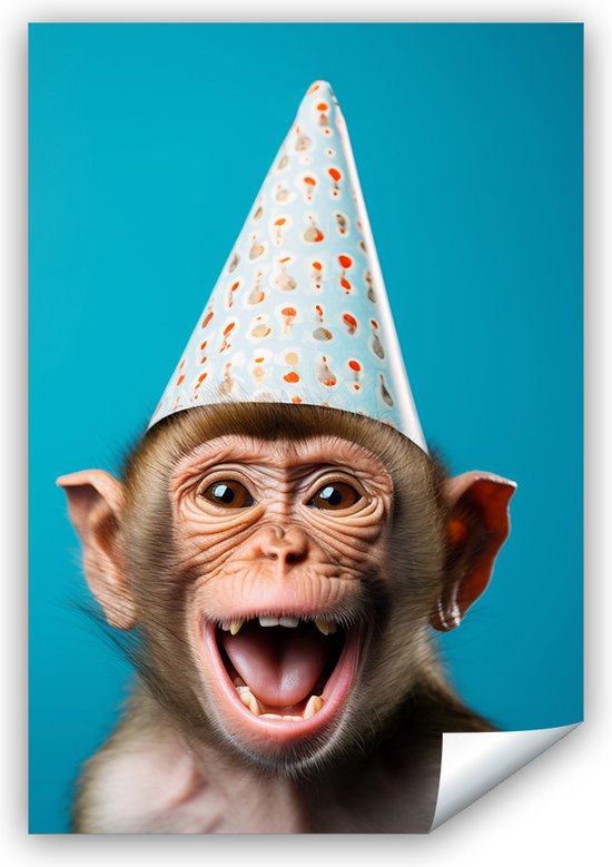 Luneno Poster - Grappig aap verjaardag feest - Dieren schilderij - Hoge ...
