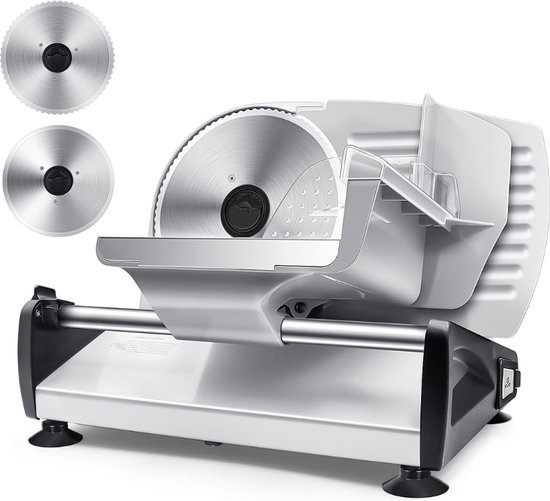 Allessnijder - Broodsnijder Met Verstelbare Dikte 0 Tot 15 MM Snijmachine Vleeswaren Inclusief 2 Messen Broodsnijmachine Elektrisch Zwart
