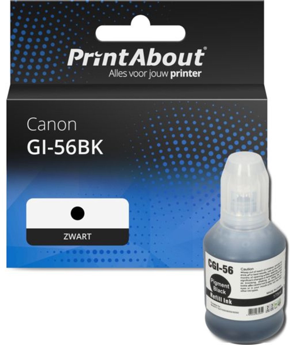 PrintAbout huismerk Inktcartridge GI-56BK Zwart geschikt voor Canon