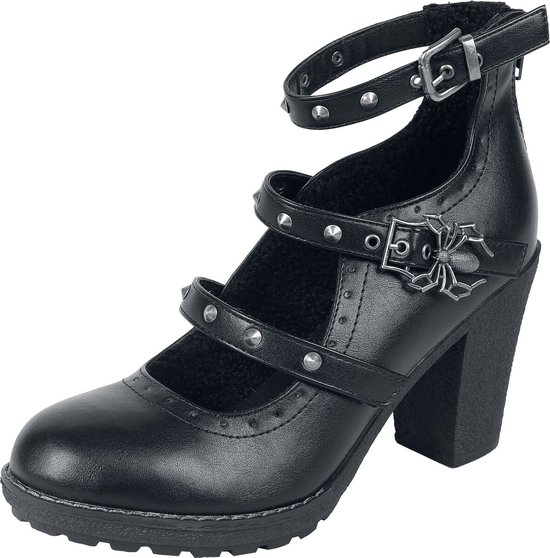Gothicana zwarte hoge hakken met drie bandjes en studsdetails - Dames - EU40