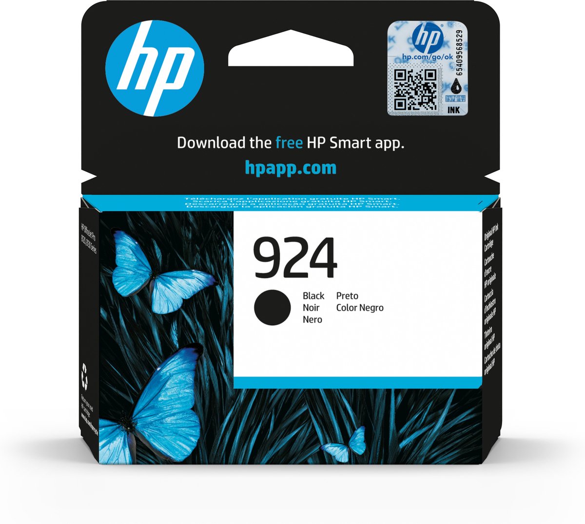 HP 924 Black Original Ink Cartridge inktcartridge 1 stuk(s) Origineel Normaal rendement Zwart